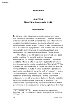 Success: the CIA in Guatemala, 1954 (Winter 2010)