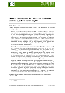 Hanny's Voorwerp and the Antikythera Mechanism