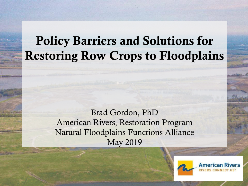 Floodplain Restoration: a Practice for Improving Nutrient Reductions in The