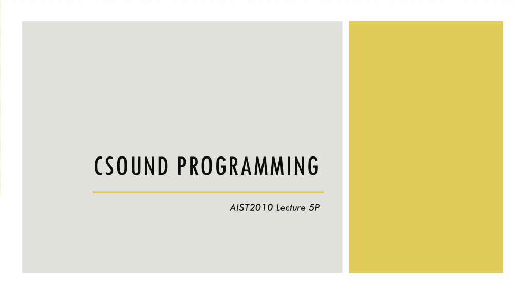 Csound Programming