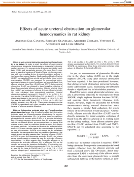 Effects of Acute Ureteral Obstruction on Glomerular Hemodynamics in Rat Kidney