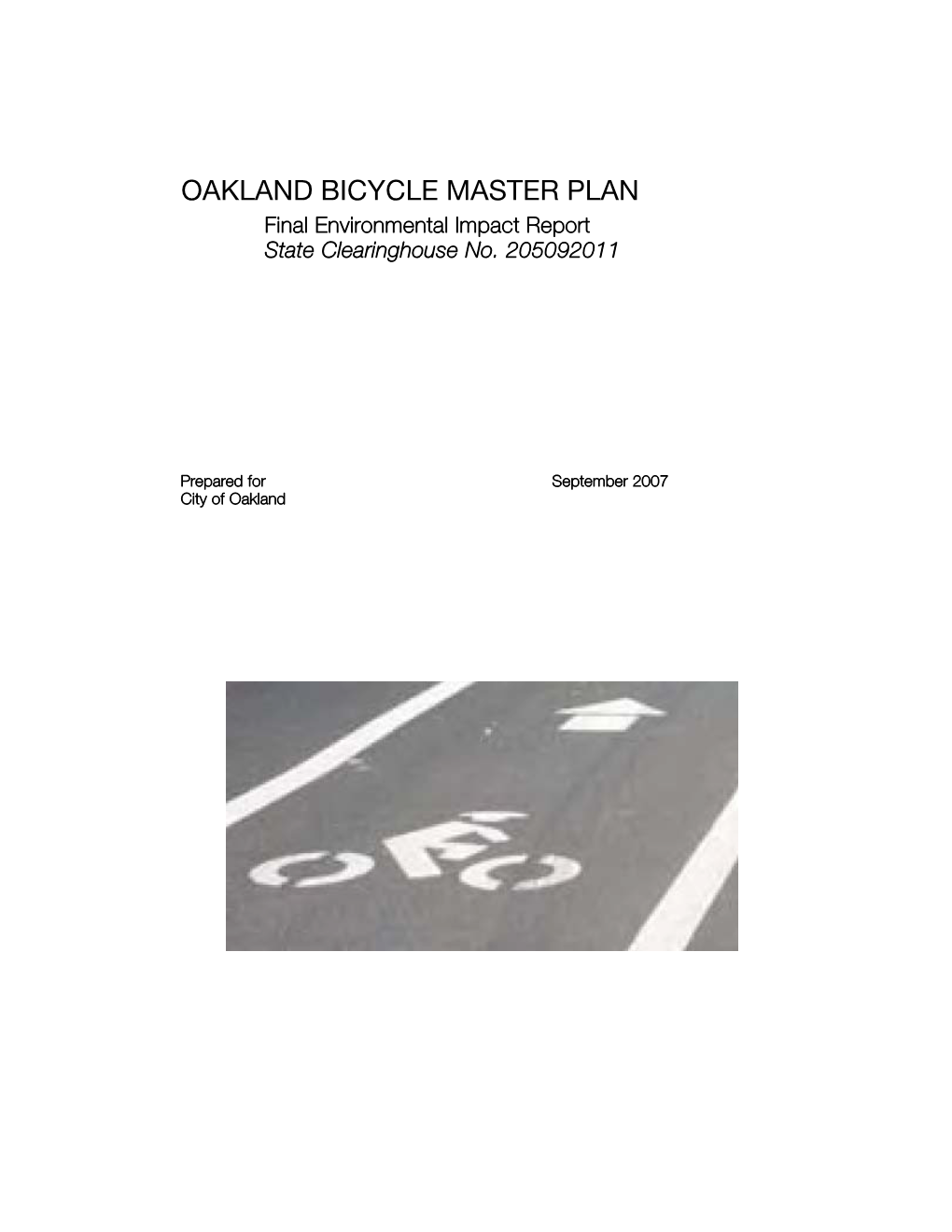 OAKLAND BICYCLE MASTER PLAN Final Environmental Impact Report State Clearinghouse No