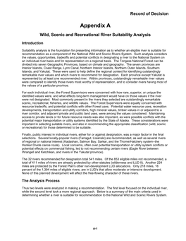 Wild Scenic and Recreational River Suitability Analysis
