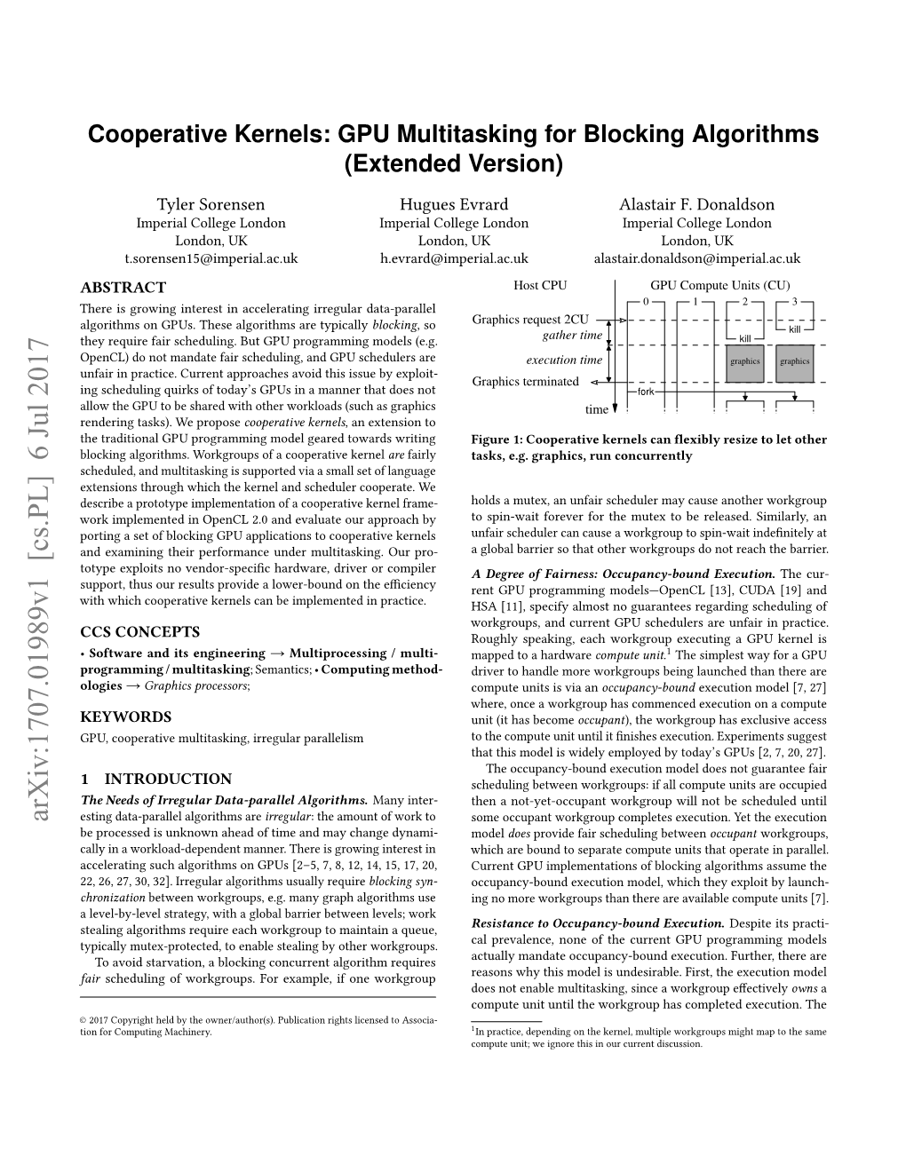 Cooperative Kernels: GPU Multitasking for Blocking Algorithms (Extended Version)