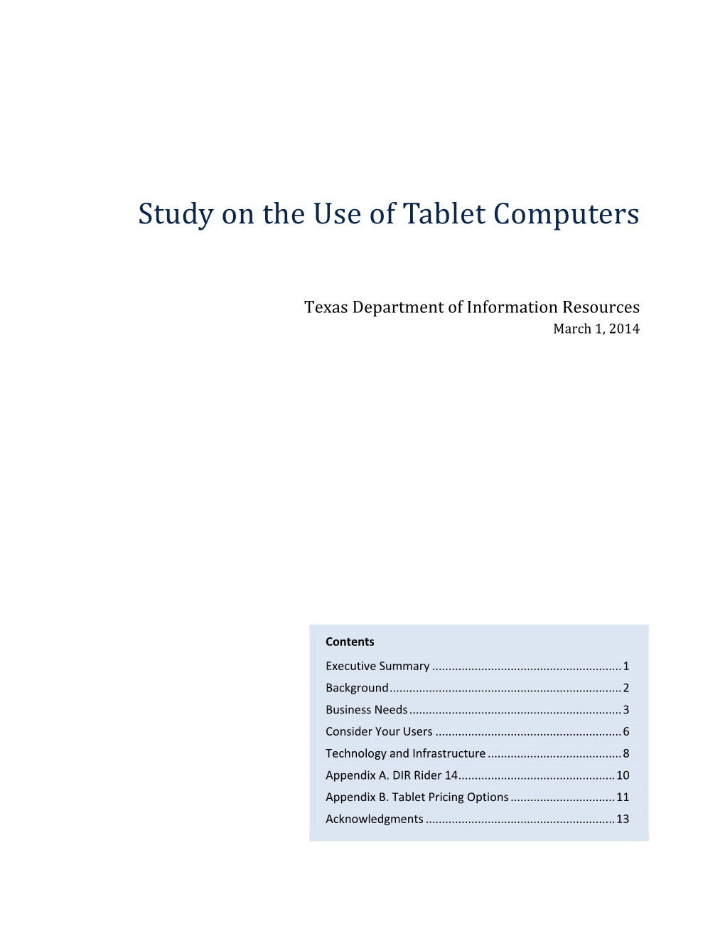 Study on the Use of Tablet Computers