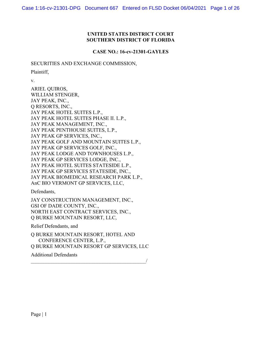 Page | 1 UNITED STATES DISTRICT COURT