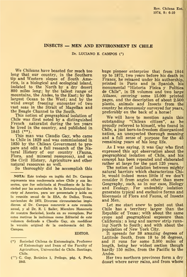 Revista Chilena De Entomología, Now in (Nemestrinids) and Ureta (Lepidoptera)