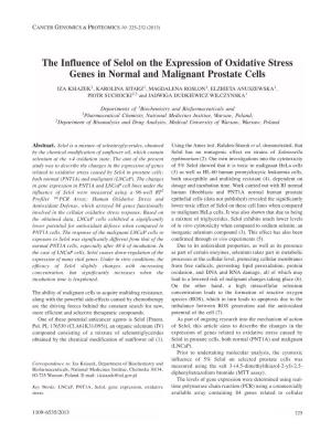 The Influence of Selol on the Expression of Oxidative Stress Genes in Normal and Malignant Prostate Cells