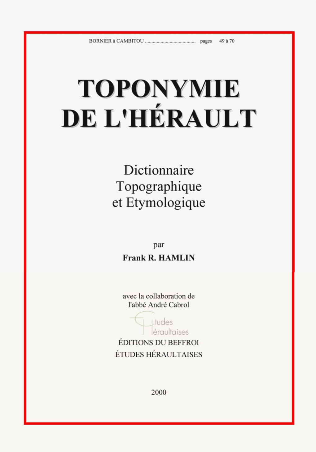 Toponymie ~ El'herault