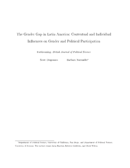 The Gender Gap in Latin America: Contextual and Individual InUences on Gender and Political Participation