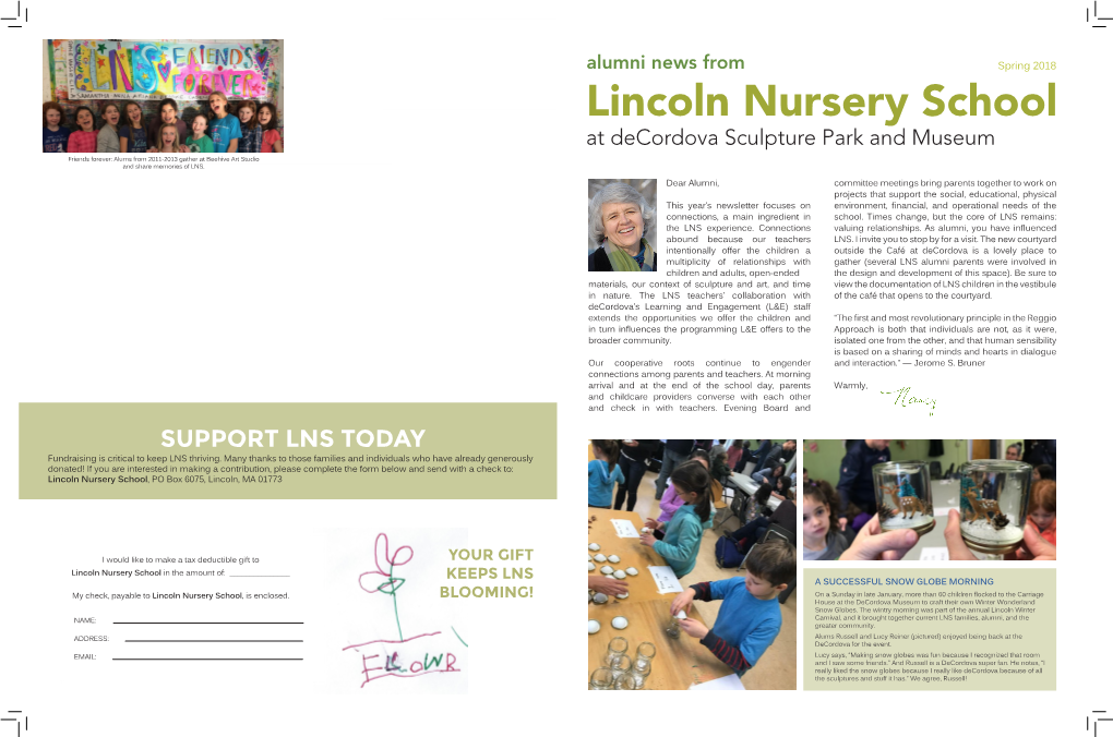 Alumni News from Alumni News from Spring 2018 Atlincoln Decordova Sculpturenursery Park and School Museum