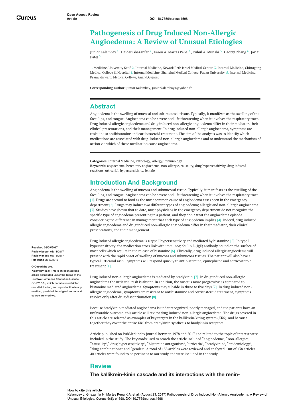 Pathogenesis of Drug Induced Non-Allergic Angioedema: a Review of Unusual Etiologies