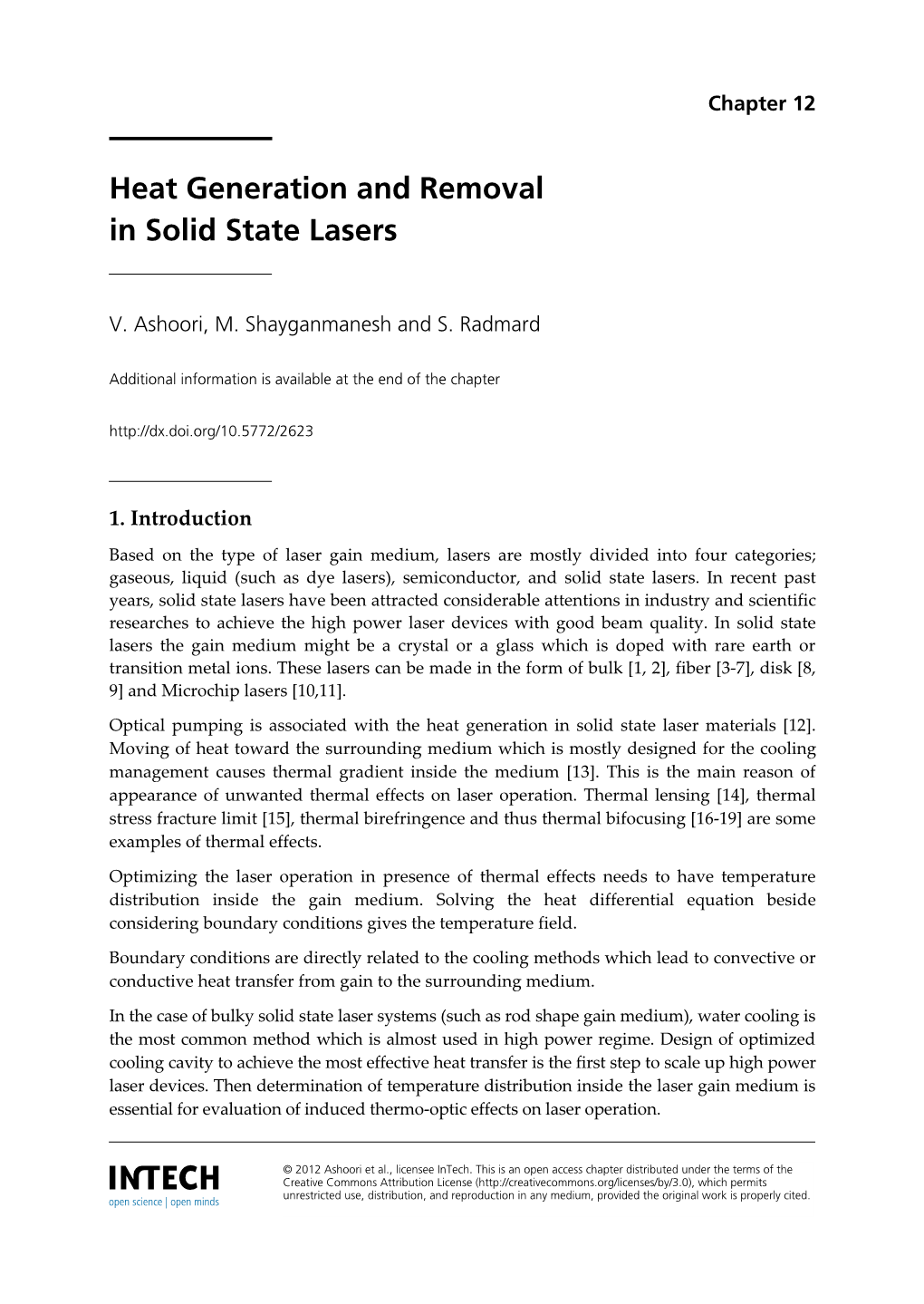 Heat Generation and Removal in Solid State Lasers