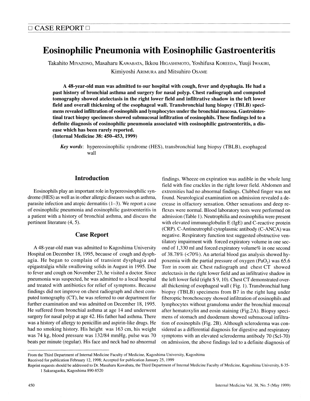 Eosinophilic Pneumoniawith Eosinophilic Gastroenteritis