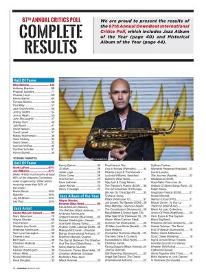 We Are Proud to Present the Results of the 67Th Annual Downbeat