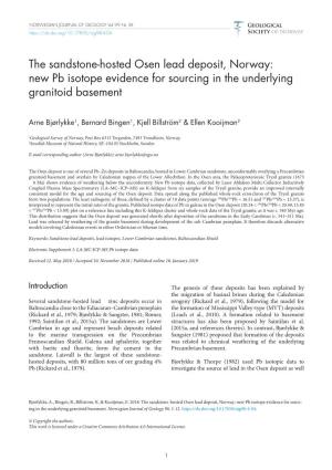 The Sandstone-Hosted Osen Lead Deposit, Norway: New Pb Isotope Evidence for Sourcing in the Underlying Granitoid Basement