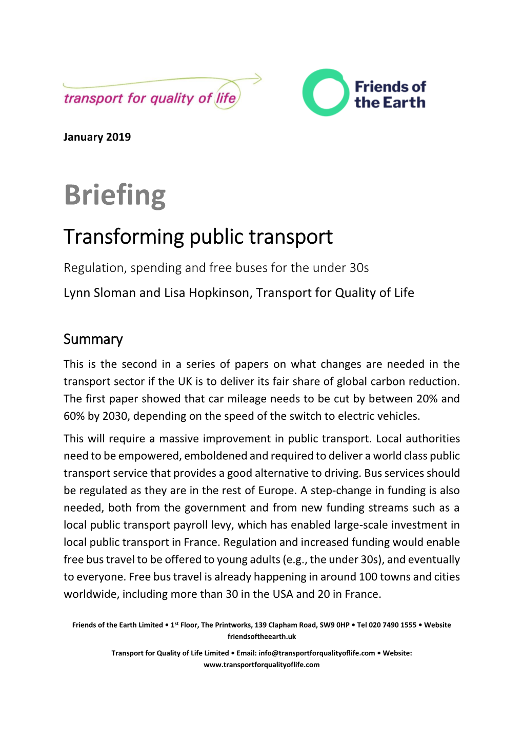 Briefing 2: Transforming Public Transport