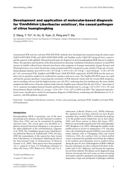 Candidatus Liberibacter Asiaticus’, the Causal Pathogen of Citrus Huanglongbing