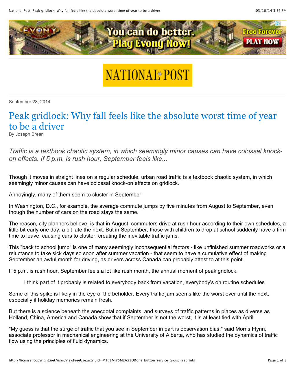 National Post Peak Gridlock Why Fall Feels Like the Absolute Worst Time of Year to Be a Driver