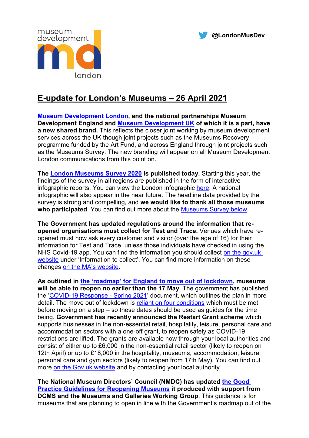 News Update for London's Museums