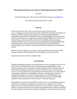 1 Mean Estimate Distances for Galaxies with Multiple