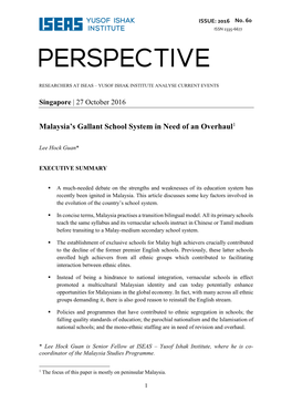 Malaysia's Gallant School System in Need of an Overhaul1