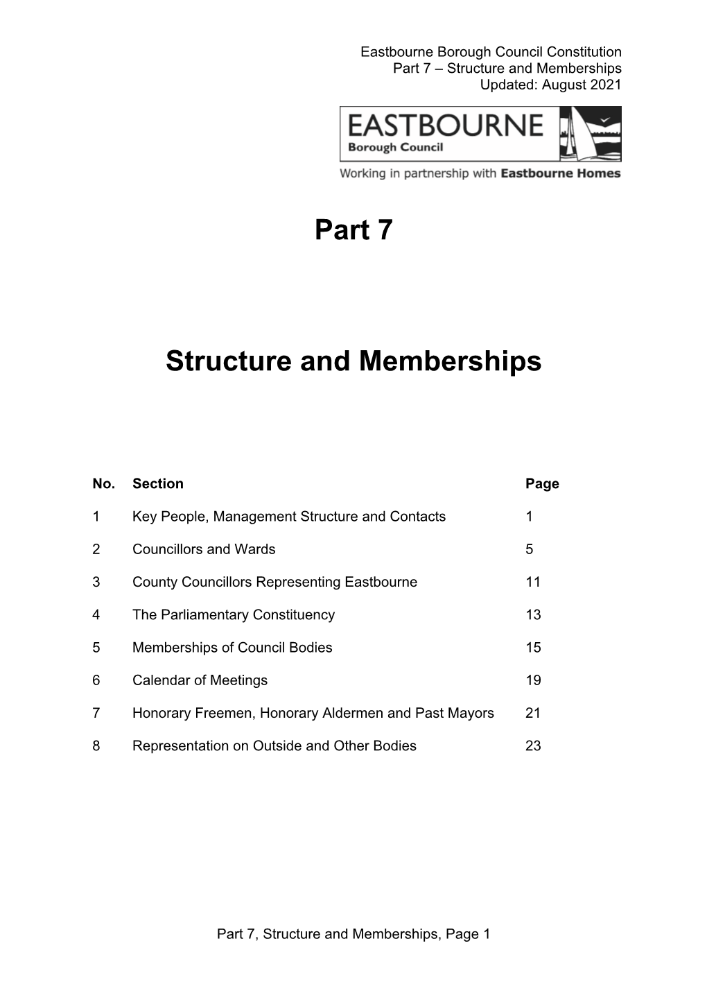 Part 7 Structure and Memberships