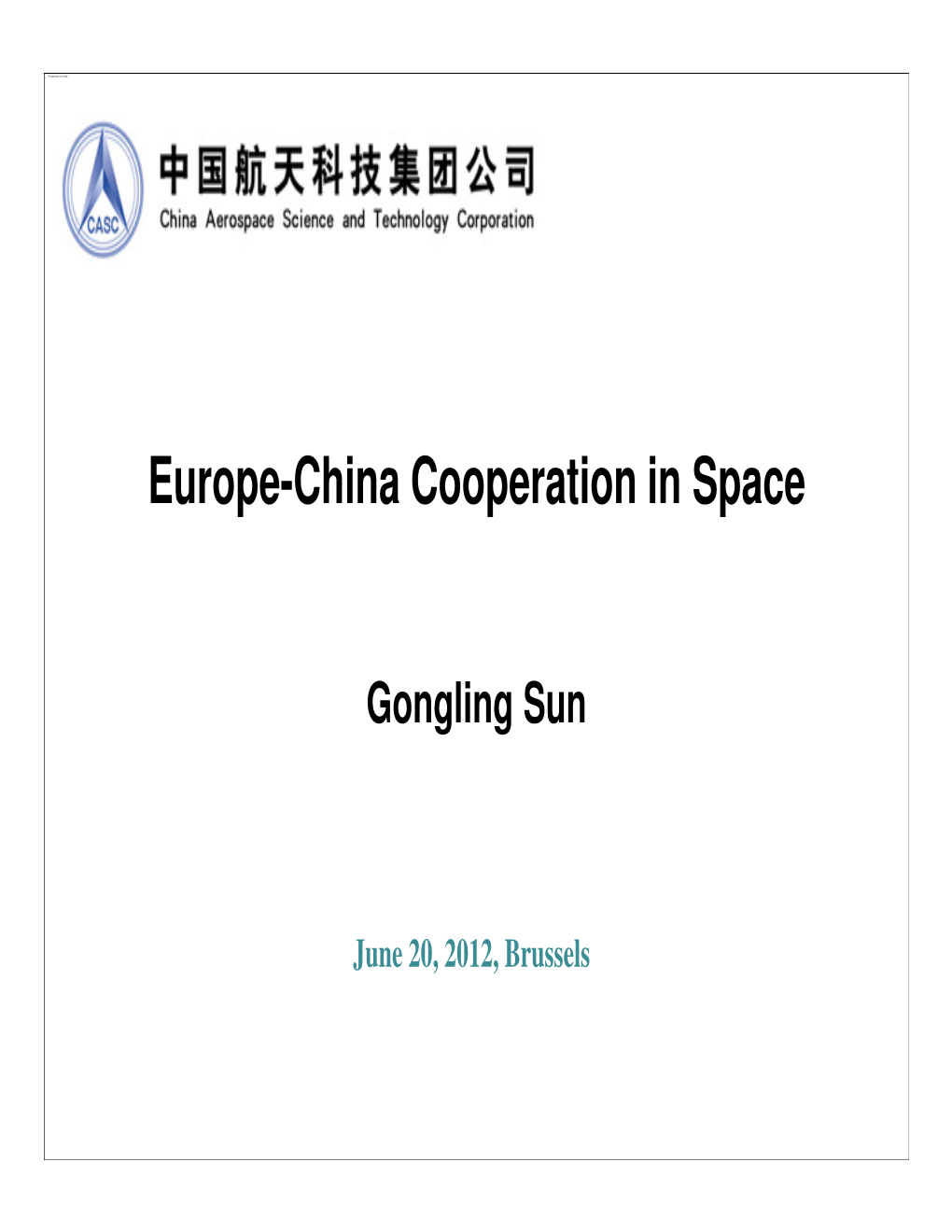 Europe-China Cooperation in Space