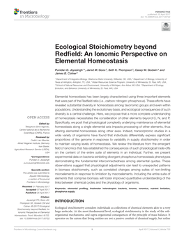 Ecological Stoichiometry Beyond Redfield: an Ionomic