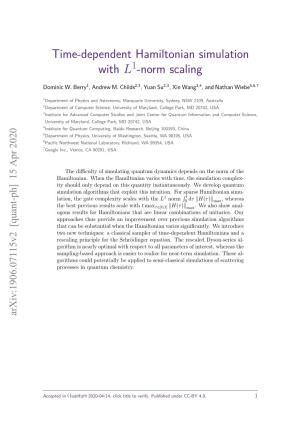 Time-Dependent Hamiltonian Simulation with L1-Norm Scaling