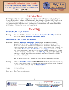 Introduction Itinerary