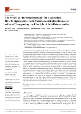 The Model of “Informed Refusal” for Vaccination: How to Fight Against Anti-Vaccinationist Misinformation Without Disregarding the Principle of Self-Determination