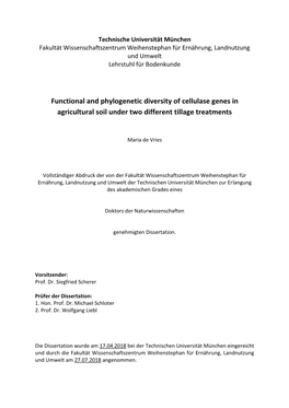 Functional and Phylogenetic Diversity of Cellulase Genes in Agricultural Soil Under Two Different Tillage Treatments