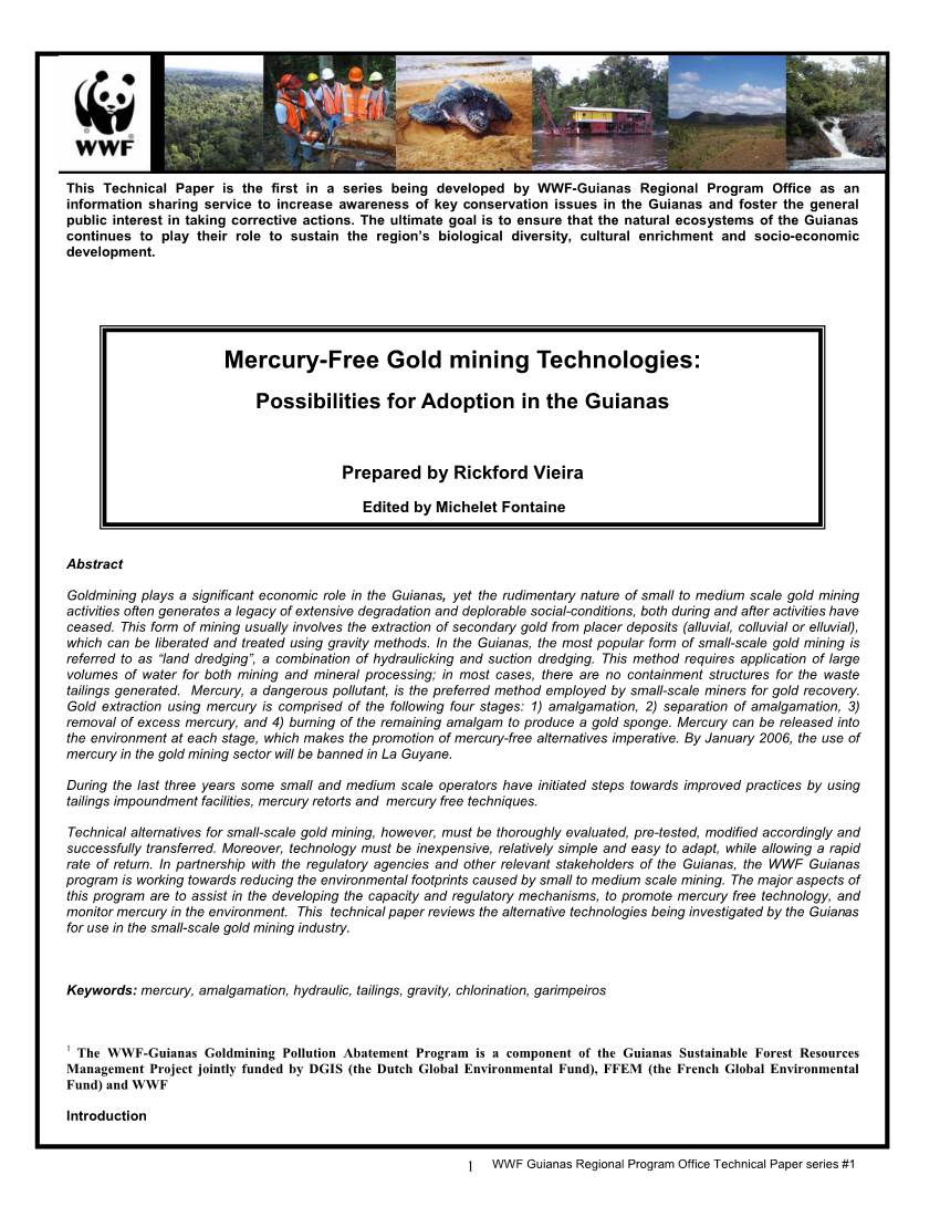 Mercury-Free Gold Mining Technologies