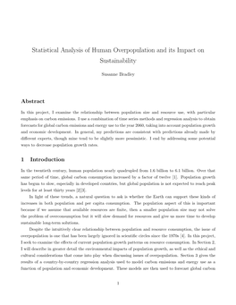 Statistical Analysis of Human Overpopulation and Its Impact on Sustainability