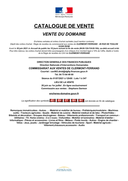Catalogue De Vente Vente Du Domaine