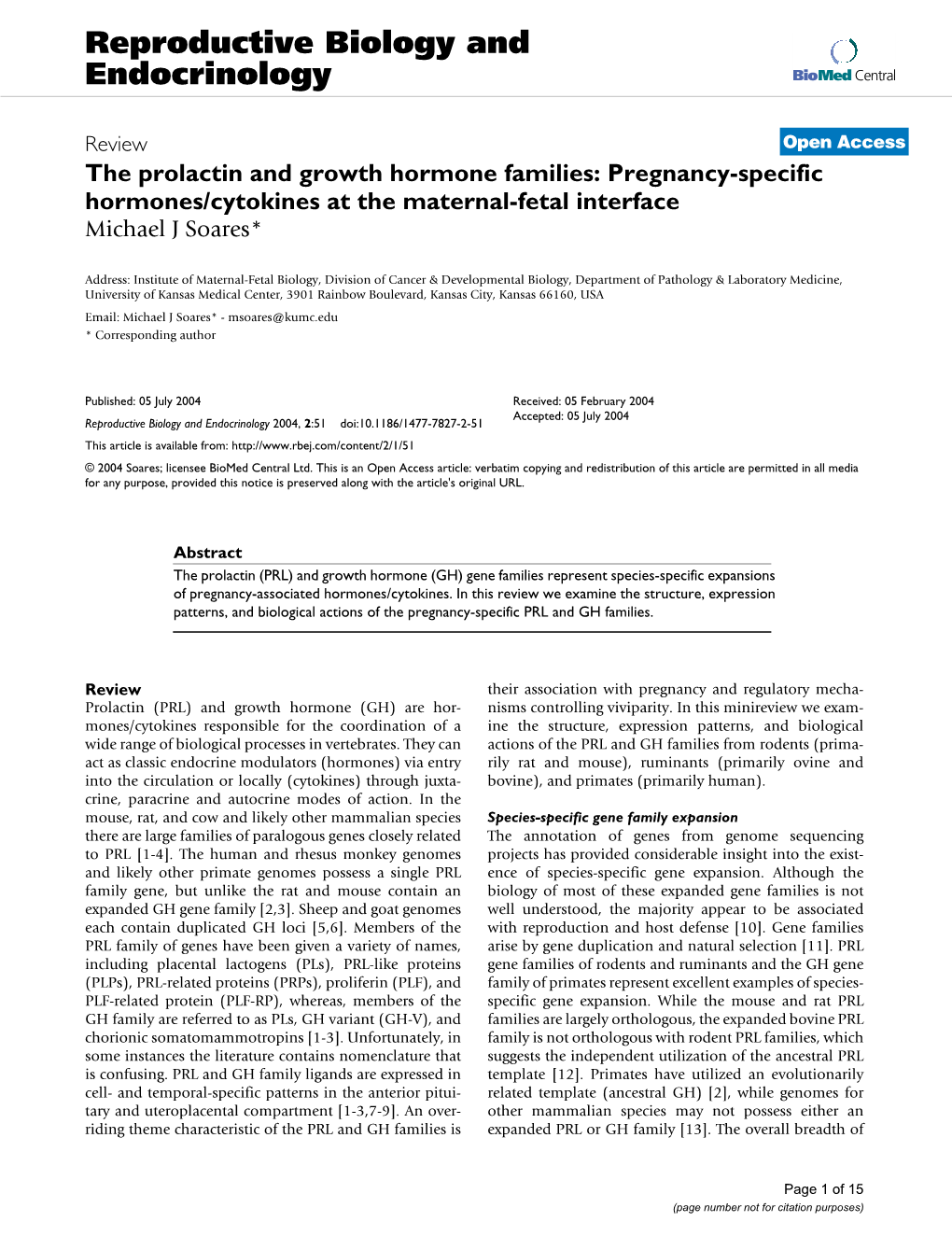 Reproductive Biology and Endocrinology Biomed Central