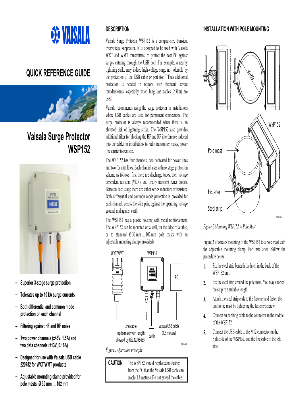 Vaisala Surge Protector WSP152 Is a Compact-Size Transient Overvoltage Suppressor