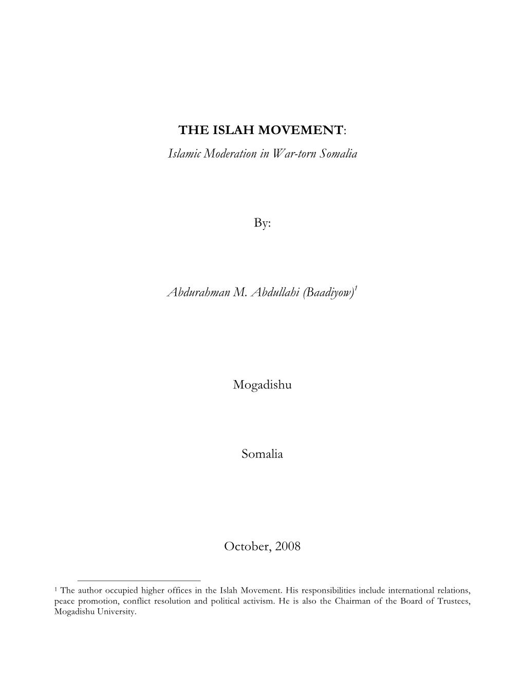 ISLAH MOVEMENT in SOMALIA Revised Edited[1]