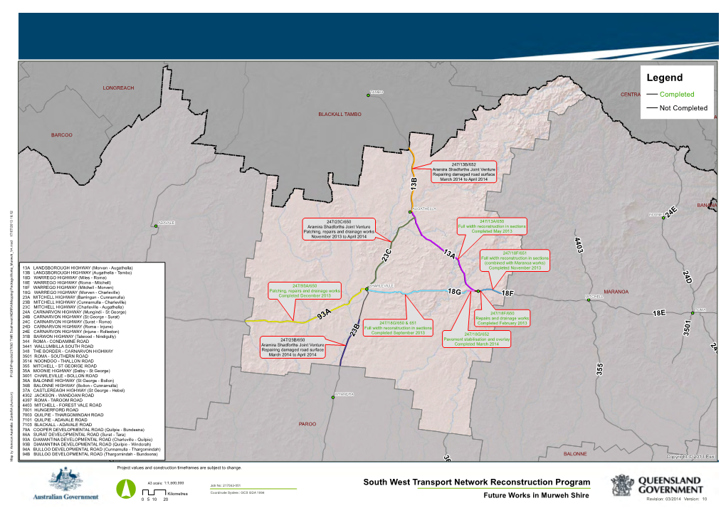 Future Works in Murweh Shire 0 5 10 20 Revision: 03/2014 Version: 10