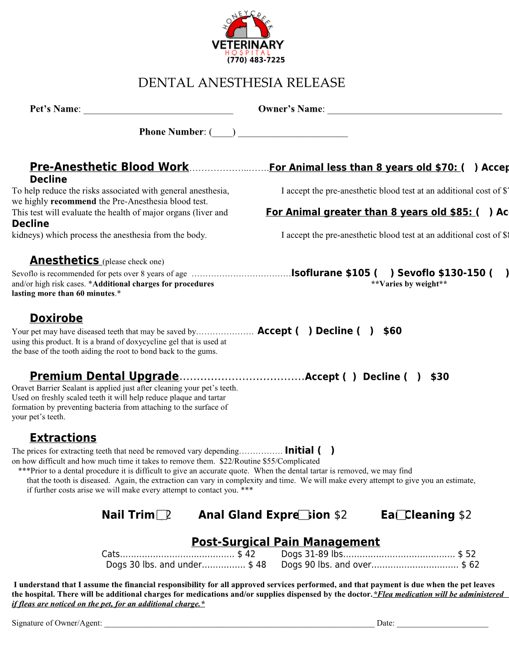 Dental Anesthesia Release