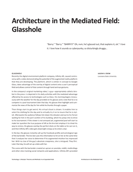 Architecture in the Mediated Field: Glasshole