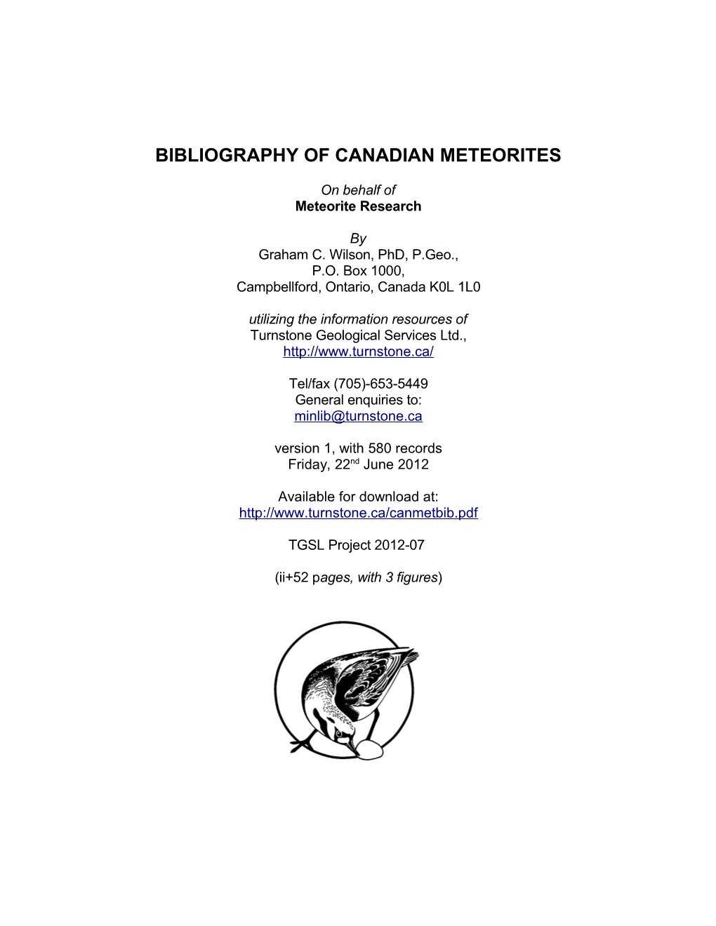 Bibliography of Canadian Meteorites