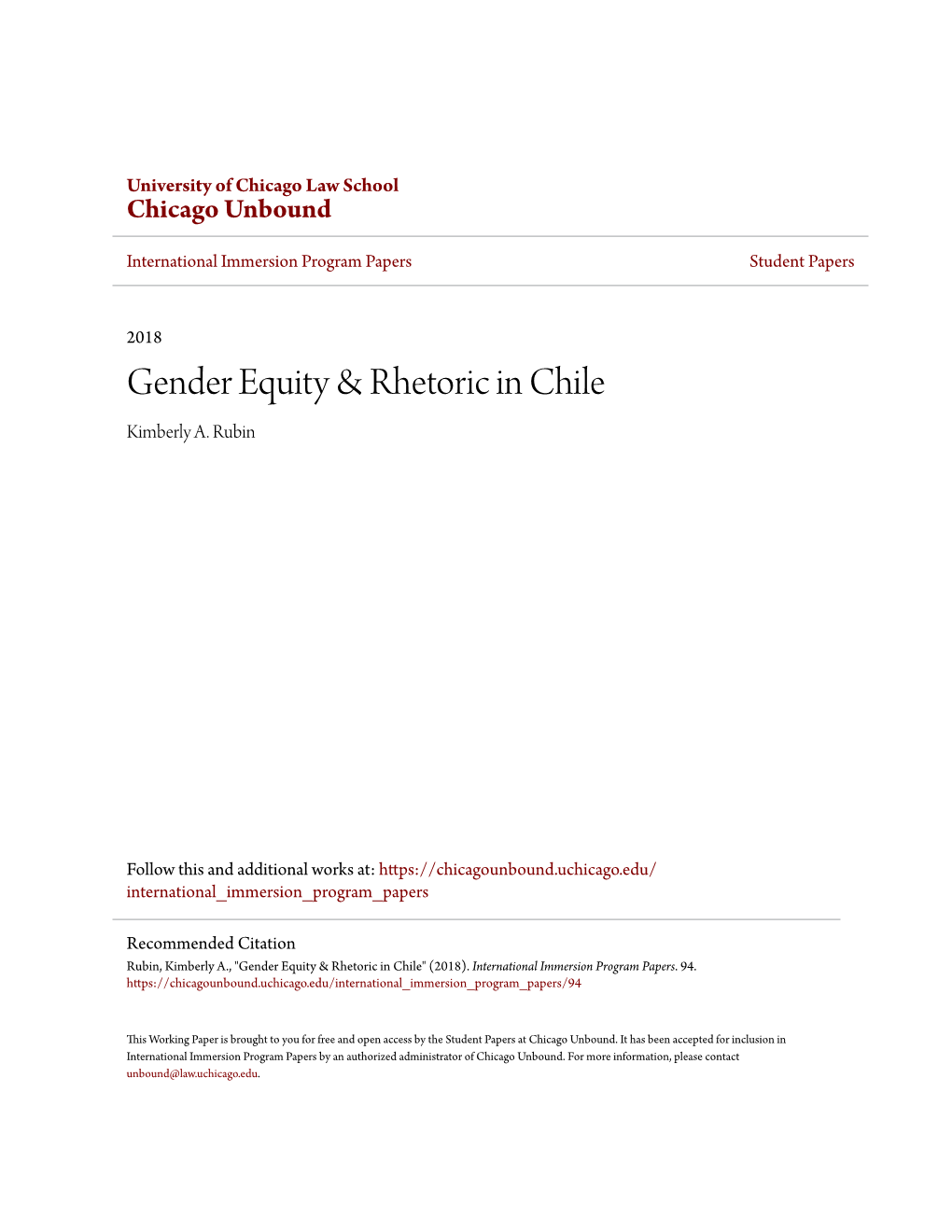 Gender Equity & Rhetoric in Chile