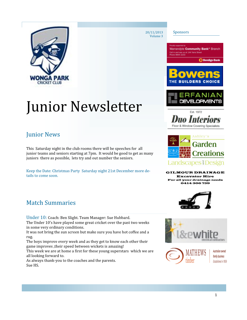 Junior Newsletter