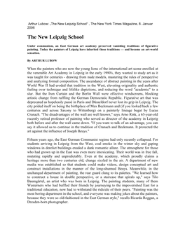 The New Leipzig School“ , the New York Times Magazine, 8