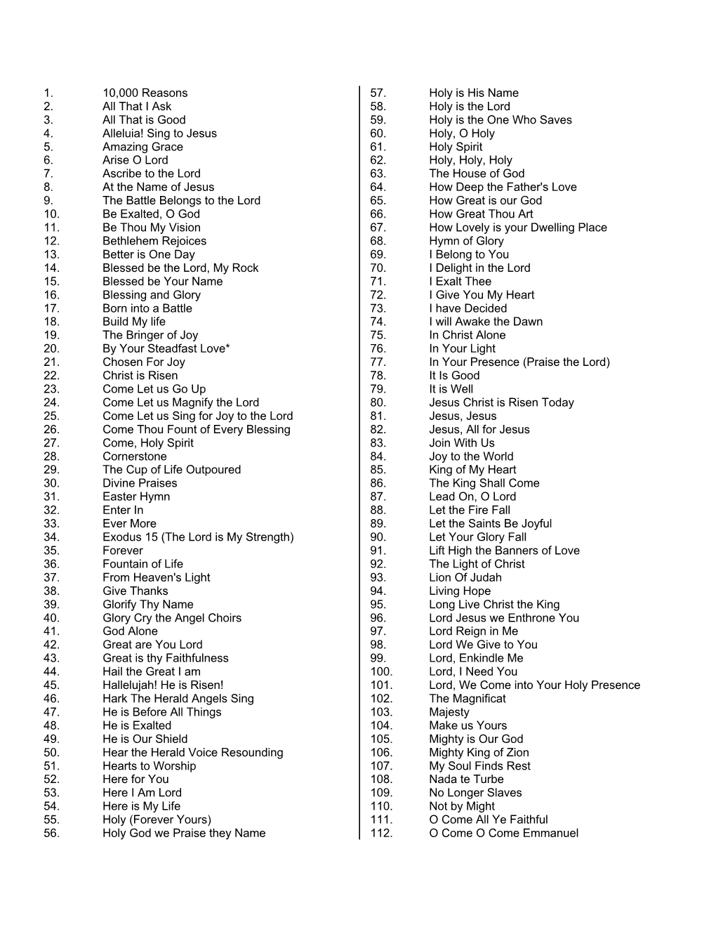 1. 10,000 Reasons 2. All That I Ask 3. All That Is Good 4. Alleluia! Sing To