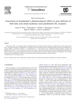 Assessment of Anandamide's Pharmacological Effects in Mice Deficient of Both Fatty Acid Amide Hydrolase and Cannabinoid CB1 Receptors