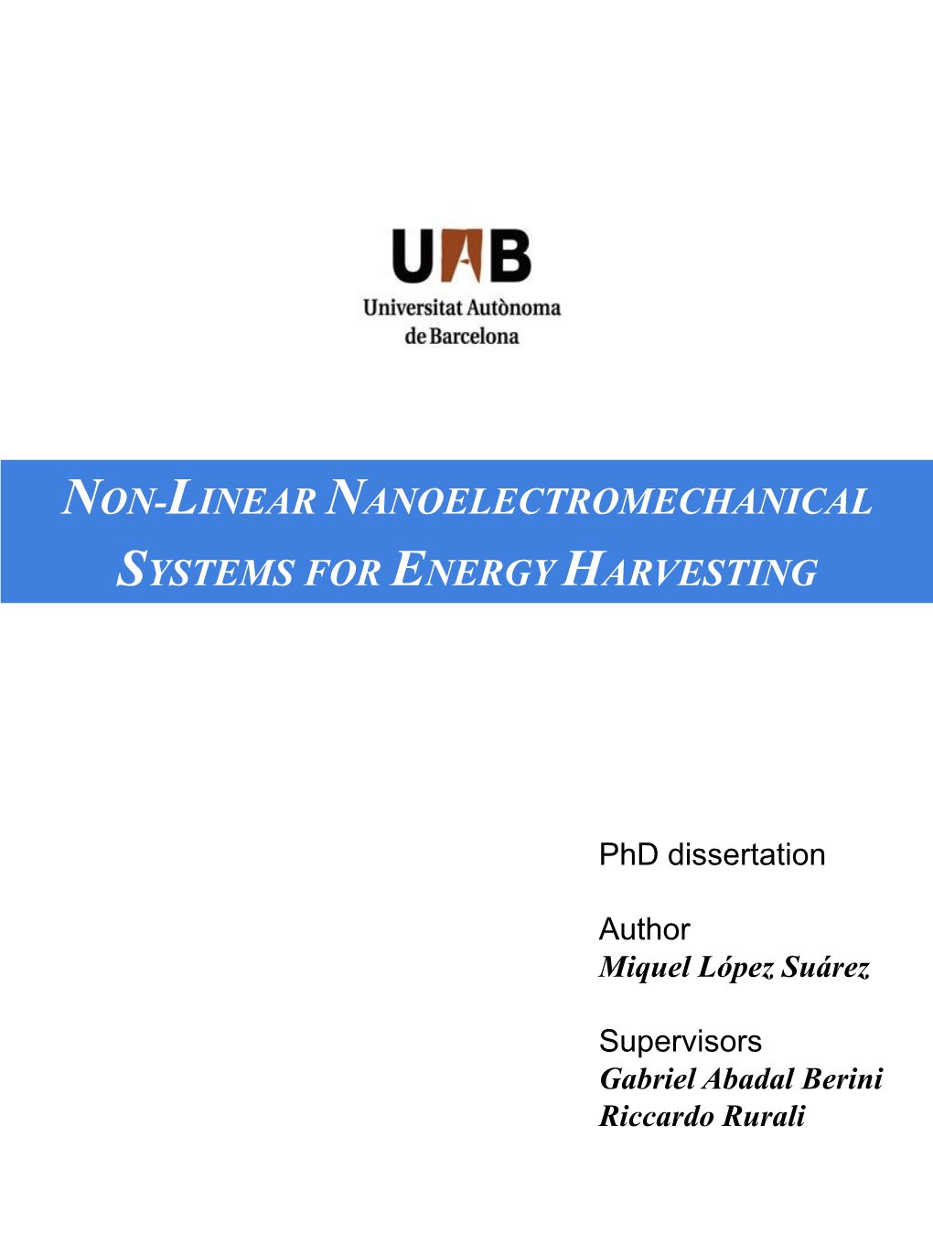 Non-Linear Nanoelectromechanical Systems for Energy Harvesting