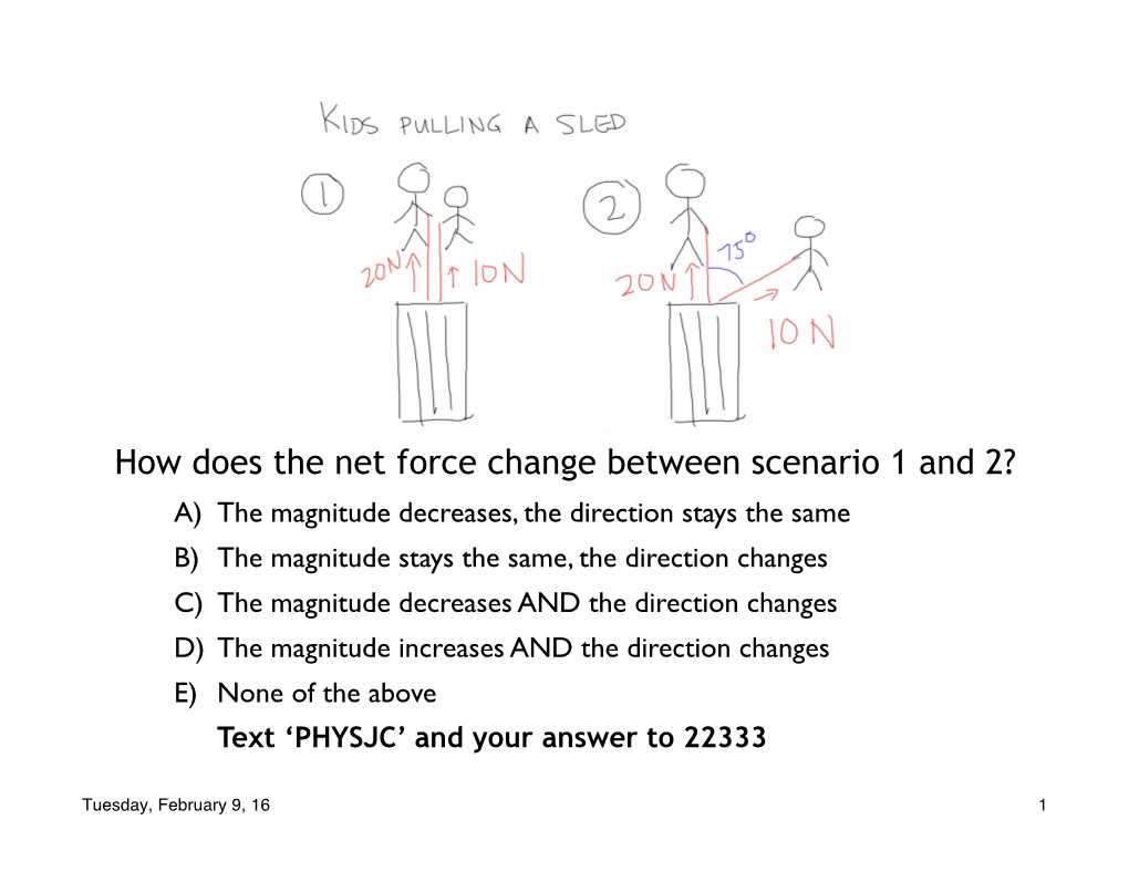 How Does the Net Force Change Between Scenario 1 and 2?